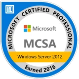MCSA: Windows Server 2012 - Certified 2016 badge